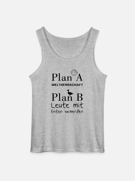 Plan A Weltherrschaft - Gildan Männer Tank Top - Grau meliert