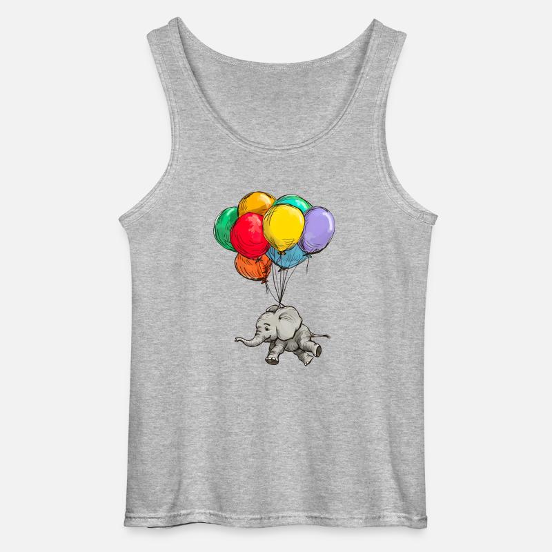 Elefant schwebt mit Bunten Luftballons - Gildan Männer Tank Top - Grau meliert