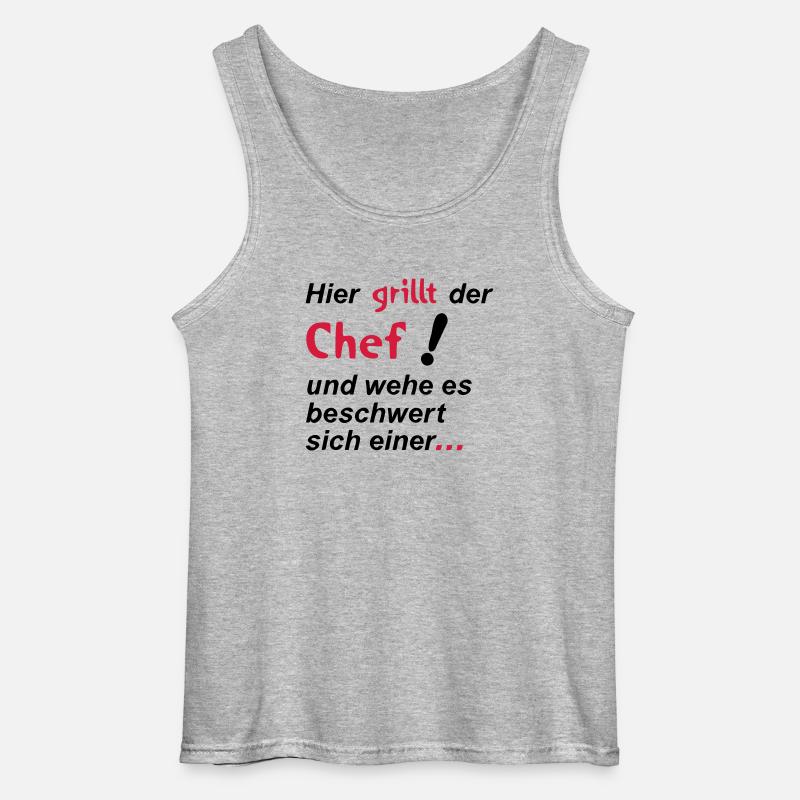 Hier grillt der Chef - Gildan Männer Tank Top - Grau meliert