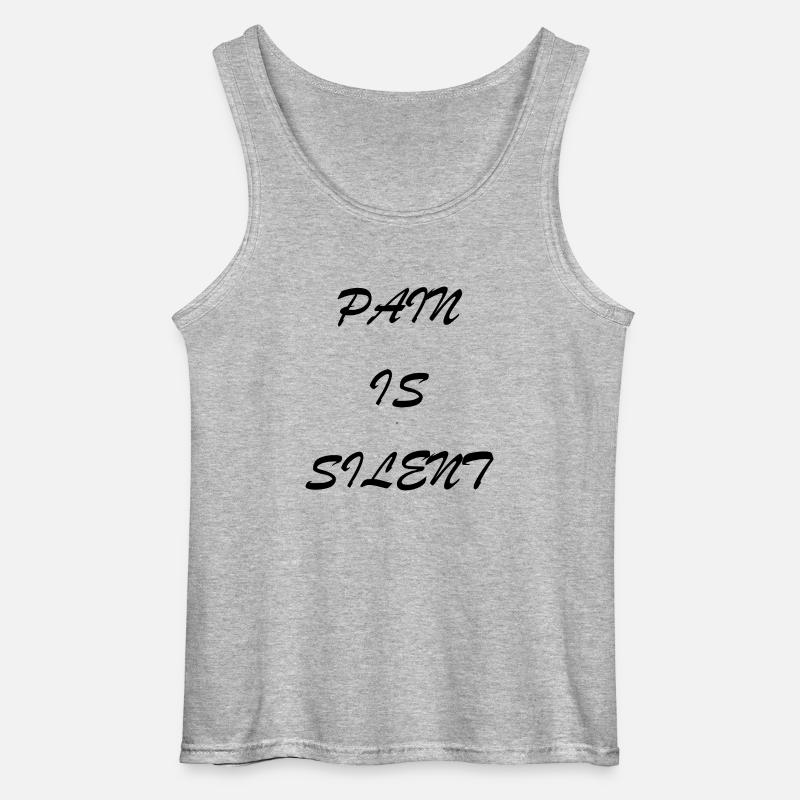 PAIN IS SILENT Brush Script - Gildan Männer Tank Top - Grau meliert