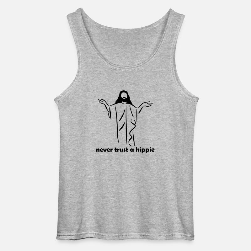 Never trust a Hippie - Gildan Männer Tank Top - Grau meliert