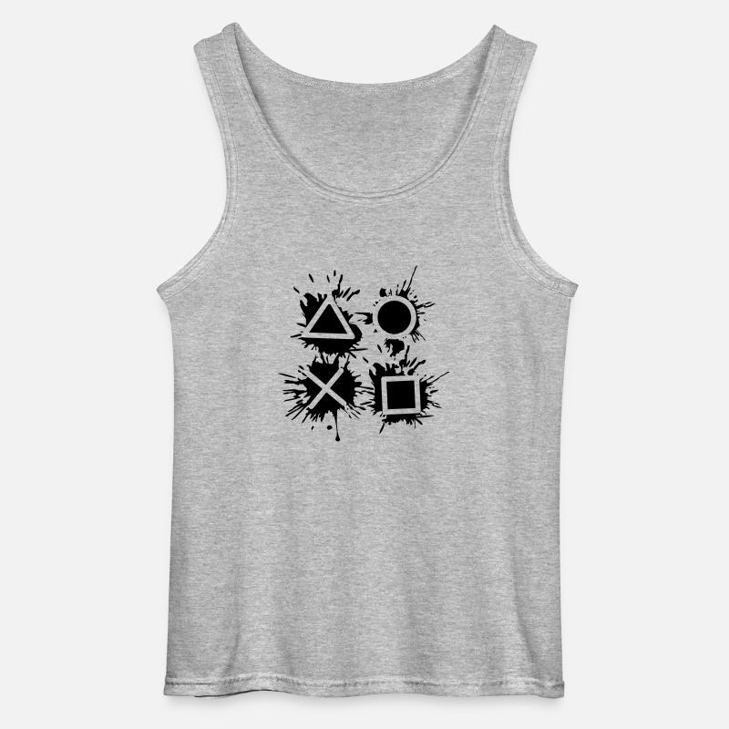 black drop X square triangle symbols controll - Gildan Men’s Tank Top - sports grey