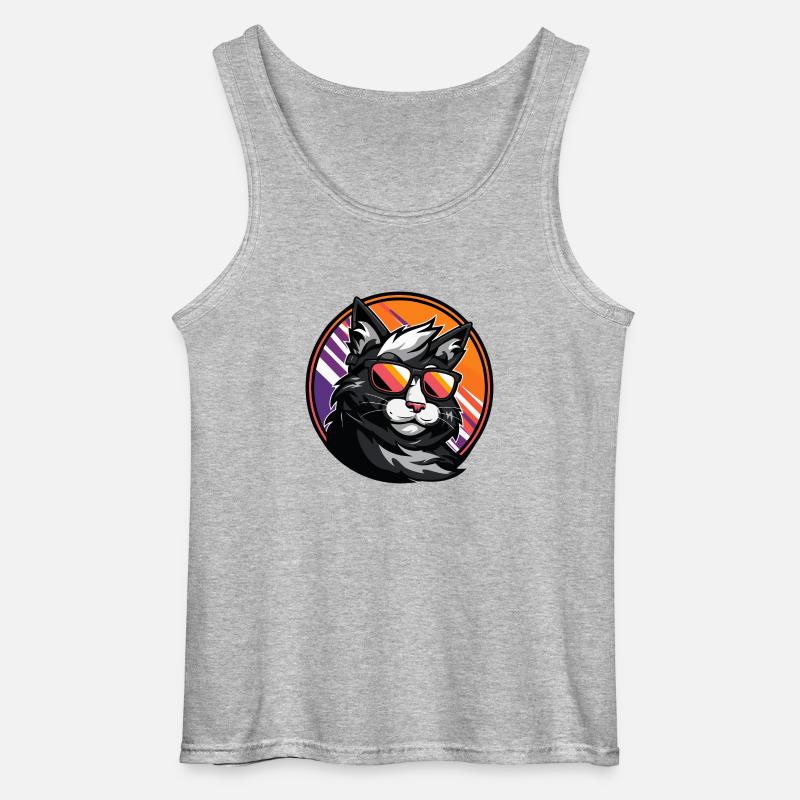 Katze Comic Cool - Gildan Männer Tank Top - Grau meliert