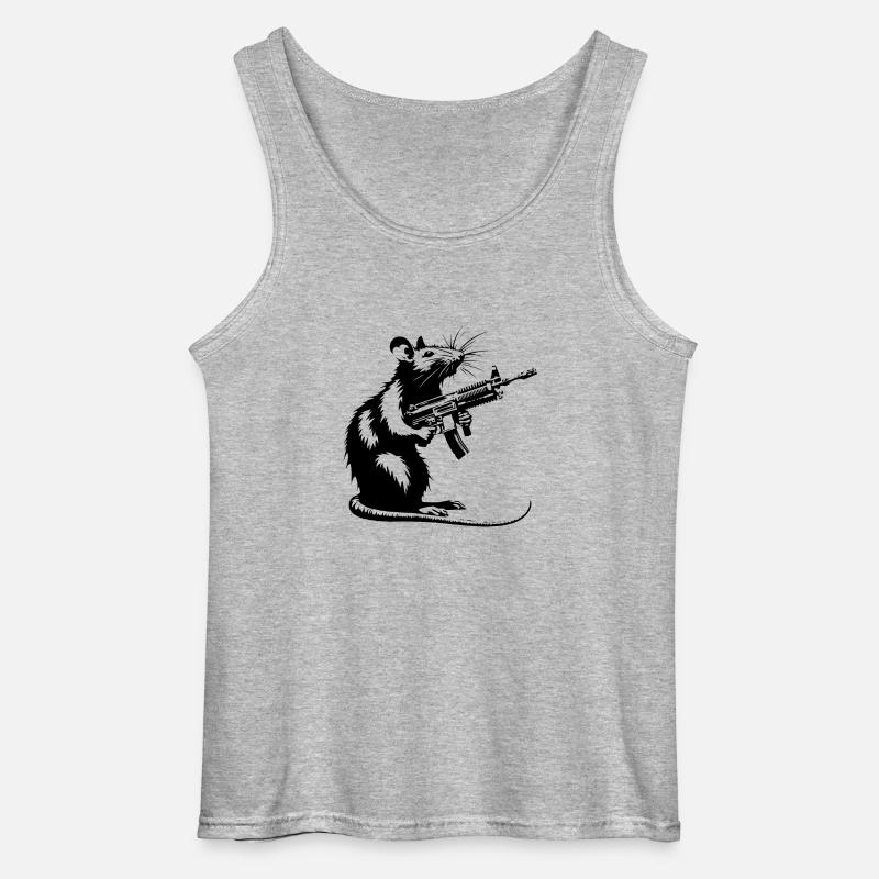 Ratte mit Maschinengewehr - Gildan Männer Tank Top - Grau meliert