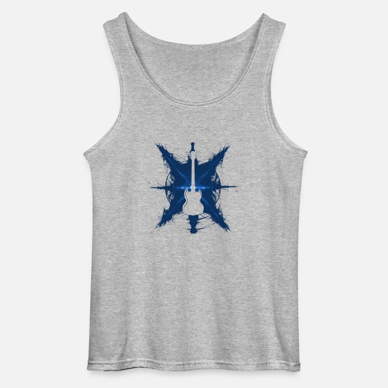 Gitarre mit Strahlen blau - Gildan Männer Tank Top - Grau meliert