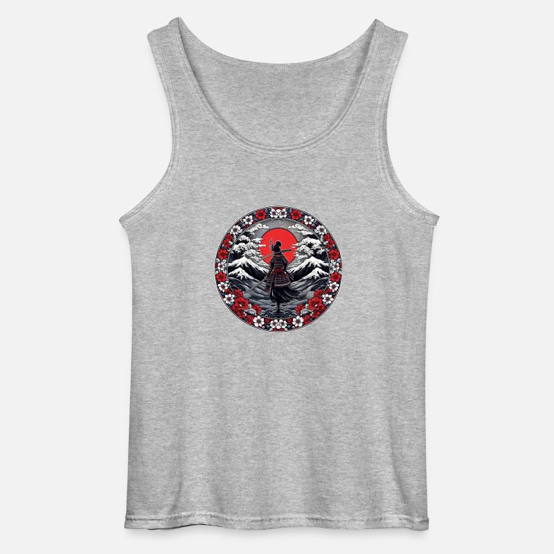 Ombre Samurai Mädchen Kirschblüte - Gildan Männer Tank Top - Grau meliert