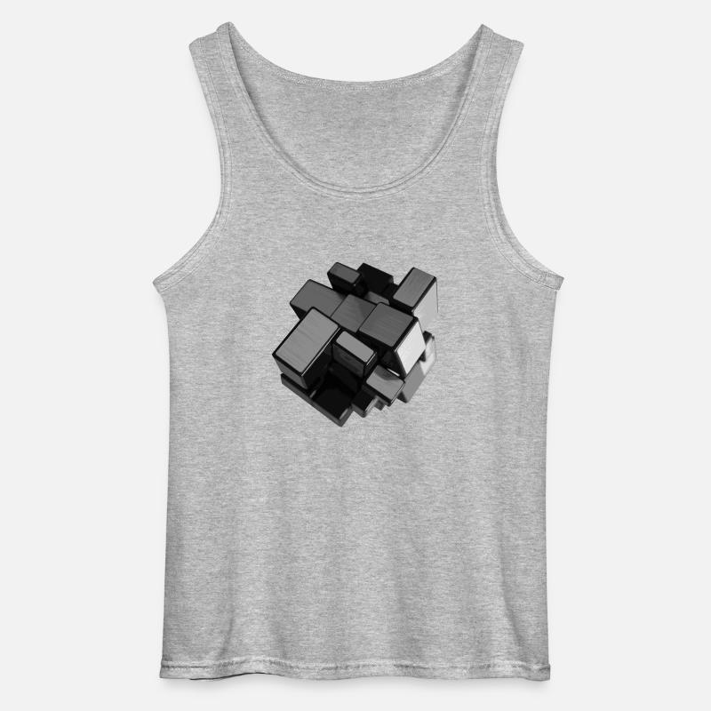 Silver-grey unstructured cube in perspective - Gildan Men’s Tank Top - sports grey