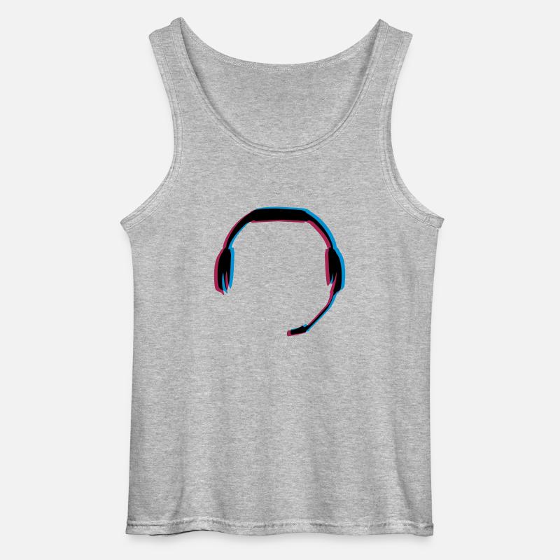 3D Effekt Headset - Gildan Männer Tank Top - Grau meliert