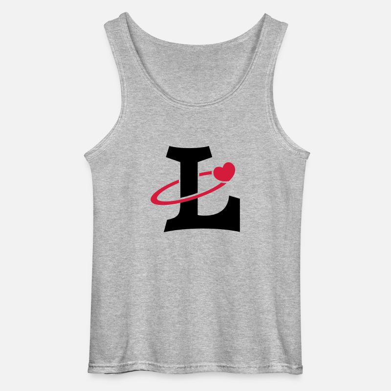 "L" Herz-Orbit - Gildan Männer Tank Top - Grau meliert
