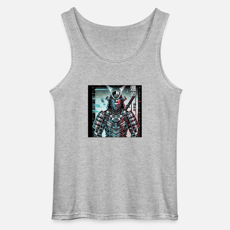 Cyberpunk Samurai – Neon Shadow - Gildan Männer Tank Top - Grau meliert