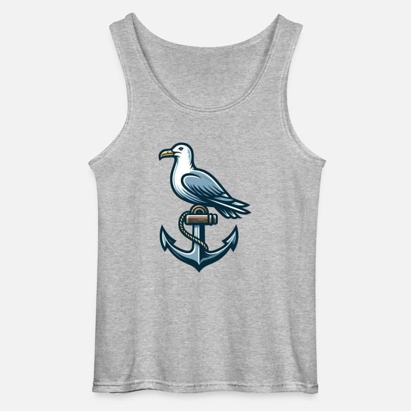 Anker mit Möwe - Gildan Männer Tank Top - Grau meliert