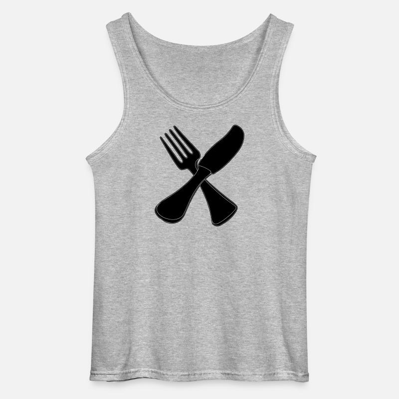 Besteck Messer und Gabel - Gildan Männer Tank Top - Grau meliert