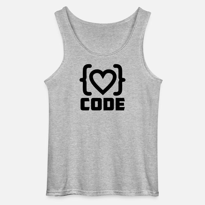 Herzprogrammierer Code Logo mit Text CODE - Gildan Männer Tank Top - Grau meliert