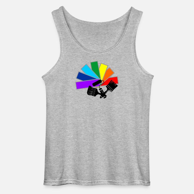 Farbfächerdeck mit Schattenpinseln und Rollenlogo - Gildan Männer Tank Top - Grau meliert
