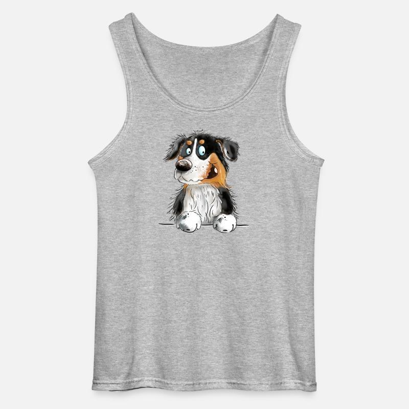 Funny Australian Shepherd Black Tri - Gildan Männer Tank Top - Grau meliert