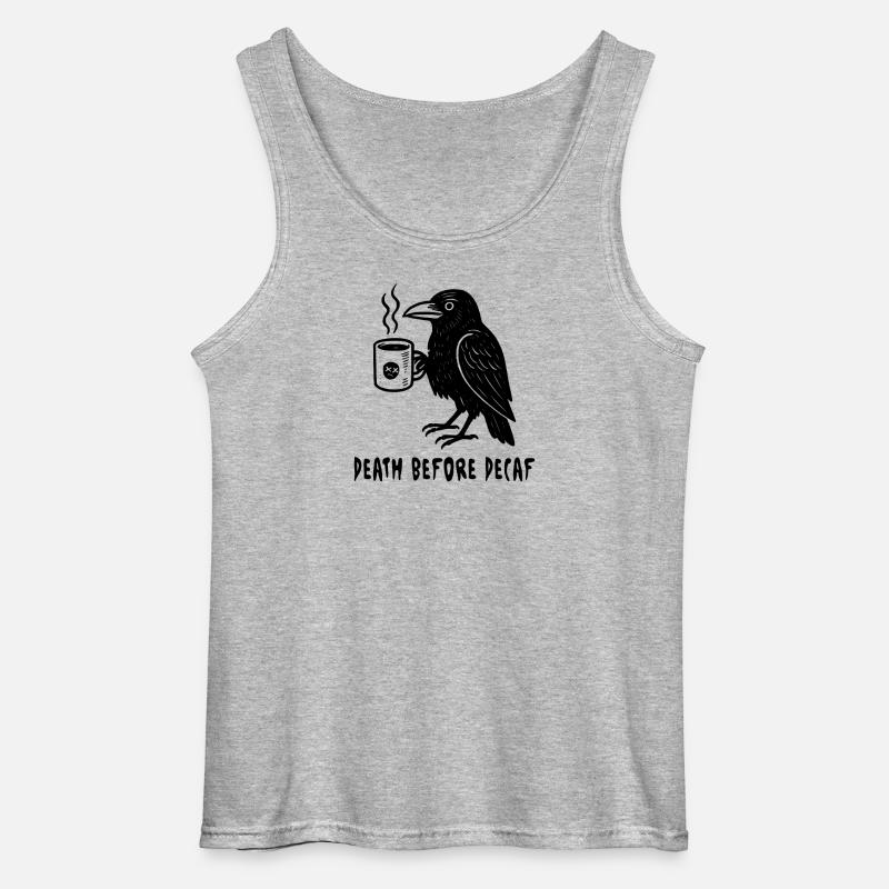 Death before Decaf - Rabe - Gildan Männer Tank Top - Grau meliert