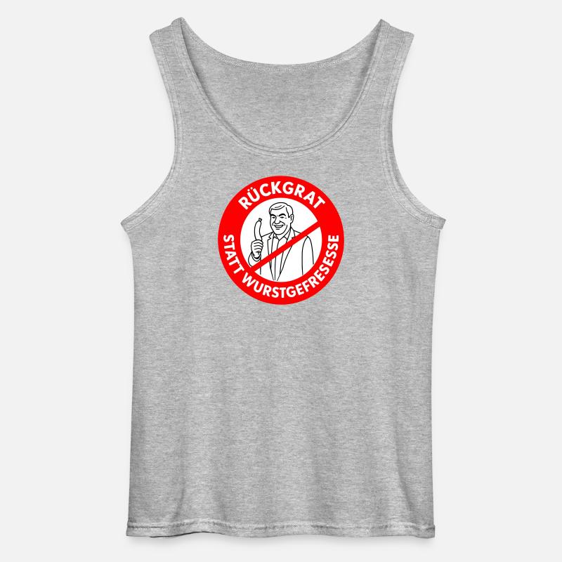 Rückgrat statt Wurstgefresse! Comic-WUNSCHFARBEN  - Gildan Männer Tank Top - Grau meliert