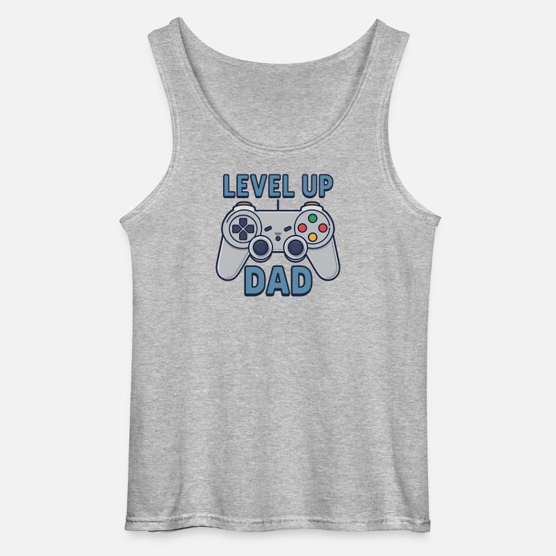 Level Up Dad – Gamer Controller Geschenk - Gildan Männer Tank Top - Grau meliert