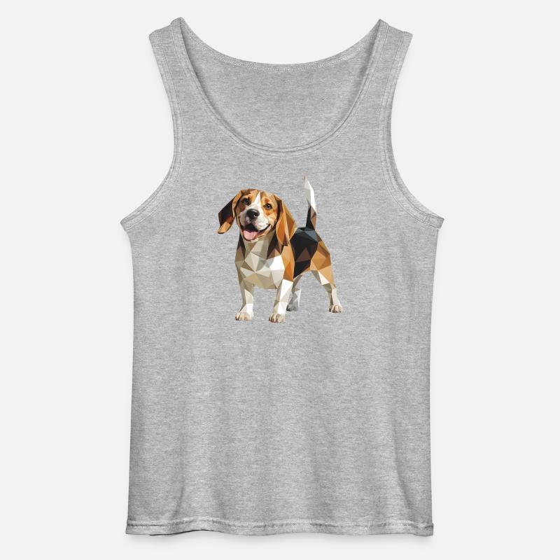 Beagle - Cooles Low Poly Logo - Gildan Männer Tank Top - Grau meliert