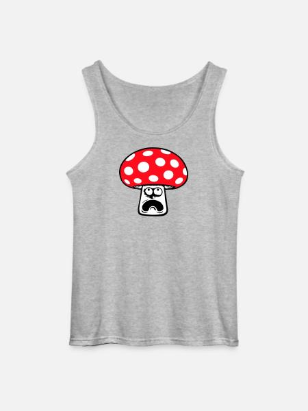 Mushroom frightened, panicking, looking up, - Gildan Men’s Tank Top - sports grey
