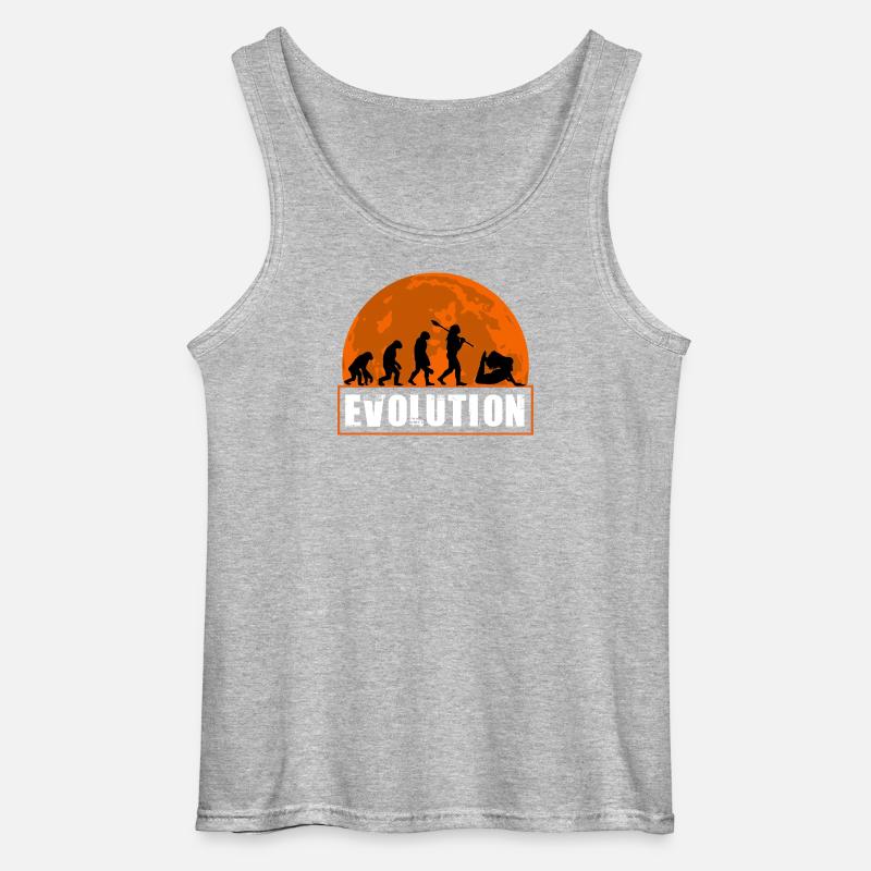 Yoga Evolution Silhouette Sunset Retro - Gildan Männer Tank Top - Grau meliert