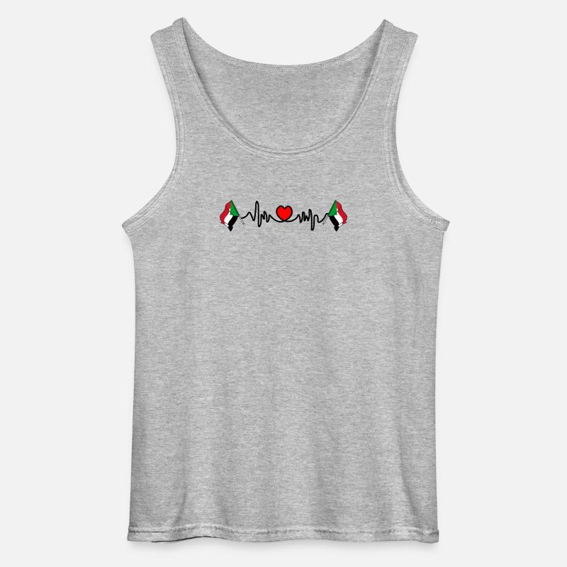 Herzfrequenz Cardio Flagge Sudan - Gildan Männer Tank Top - Grau meliert