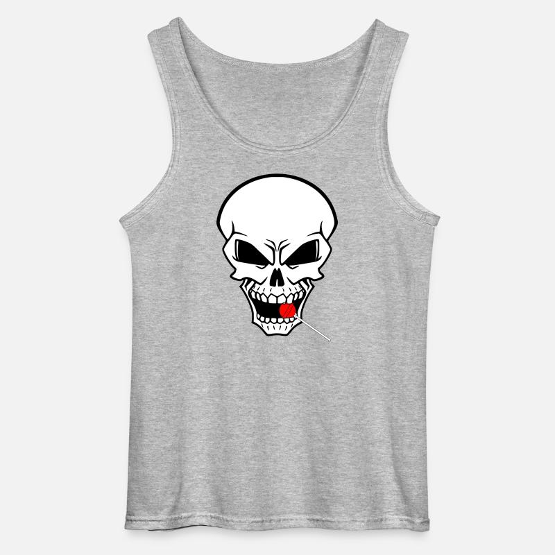 Rebellenschädel mit rotem Lutscher - Gildan Männer Tank Top - Grau meliert