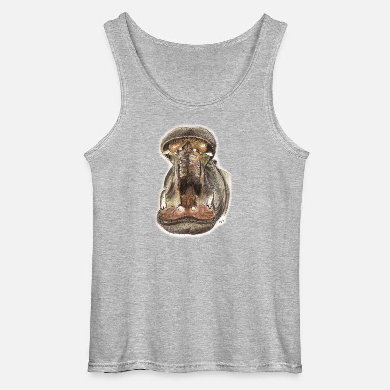 Flusspferd Hippo Maul Illustration - Gildan Männer Tank Top - Grau meliert