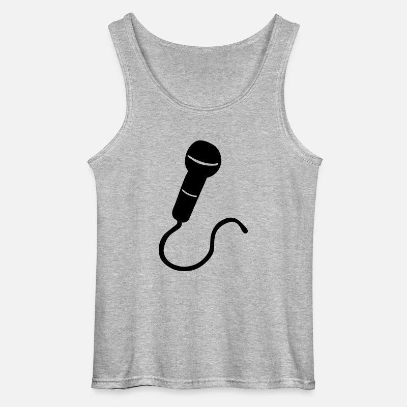mic Mikrofon Sänger Karaoke - Gildan Männer Tank Top - Grau meliert