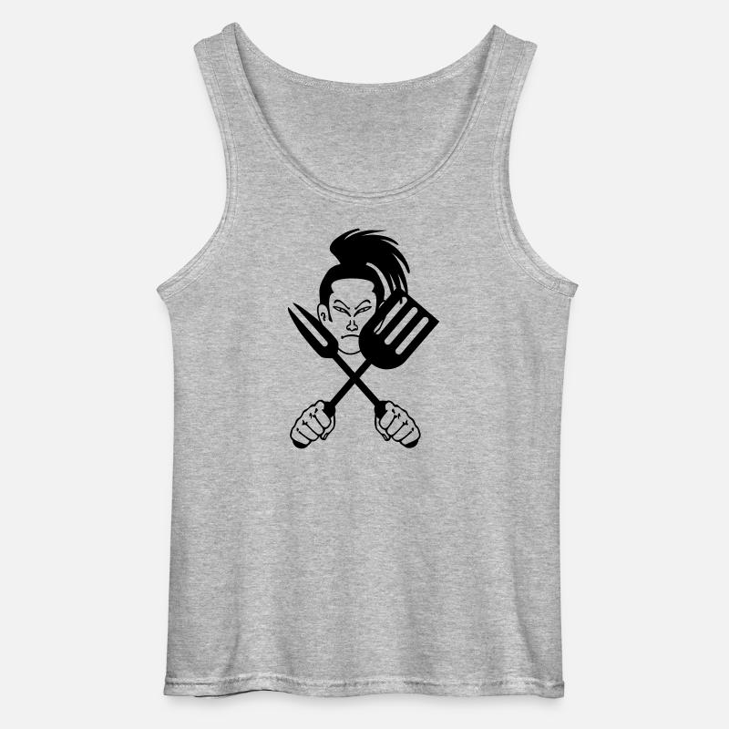 Japanischer Samurai-Koch - Gildan Männer Tank Top - Grau meliert