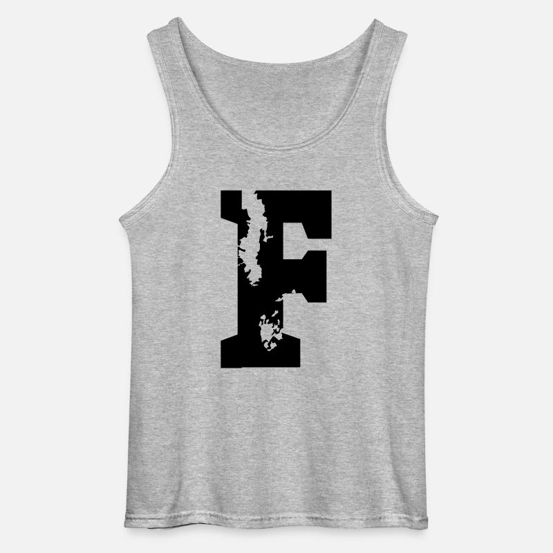 F - Buchstabe - Gildan Männer Tank Top - Grau meliert
