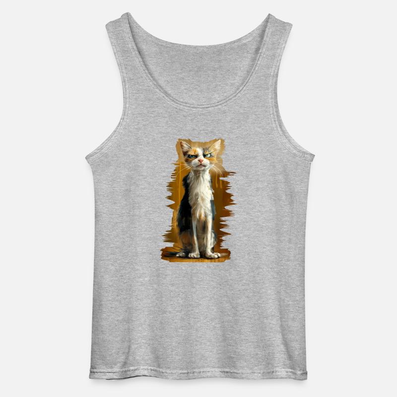 Crumpy Cat - Gildan Männer Tank Top - Grau meliert
