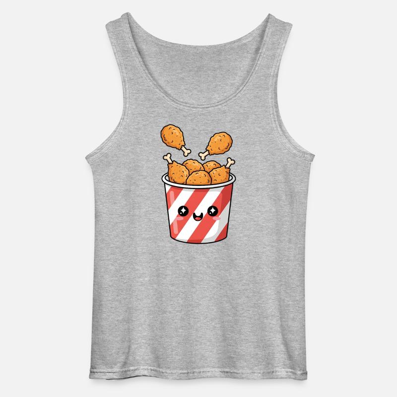 Kawaii-Brathähnchen-Eimer - Gildan Männer Tank Top - Grau meliert