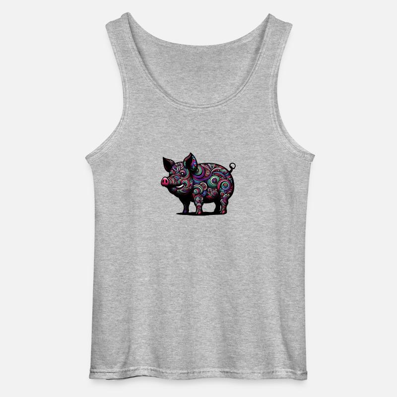 Buntes Schwein - Gildan Männer Tank Top - Grau meliert