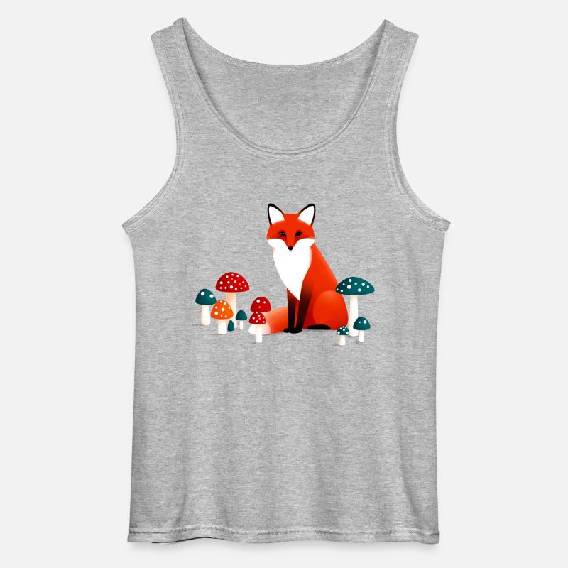Fuchs mit Pilzen - Gildan Männer Tank Top - Grau meliert