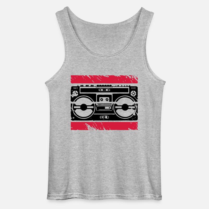 Ghettoblaster Logo - Gildan Männer Tank Top - Grau meliert
