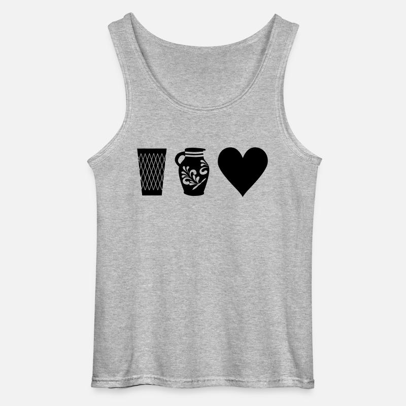 Geripptes Bembel Love - Gildan Männer Tank Top - Grau meliert