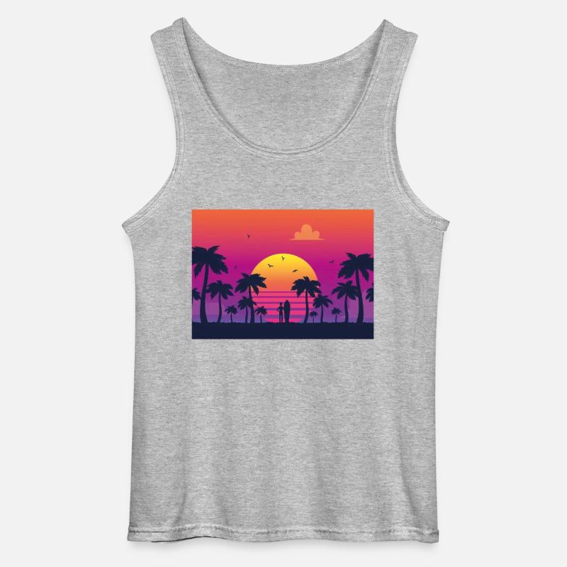 sunset surf - Gildan Männer Tank Top - Grau meliert