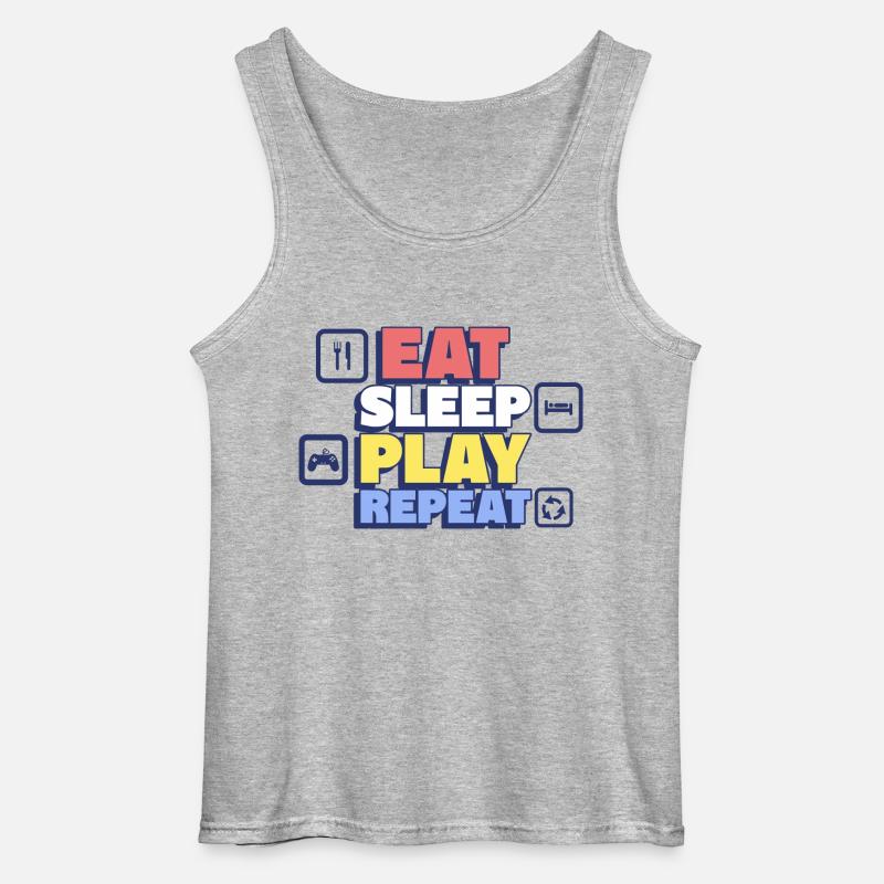 Eating, sleeping, playing, repeating - Gildan Men’s Tank Top - sports grey