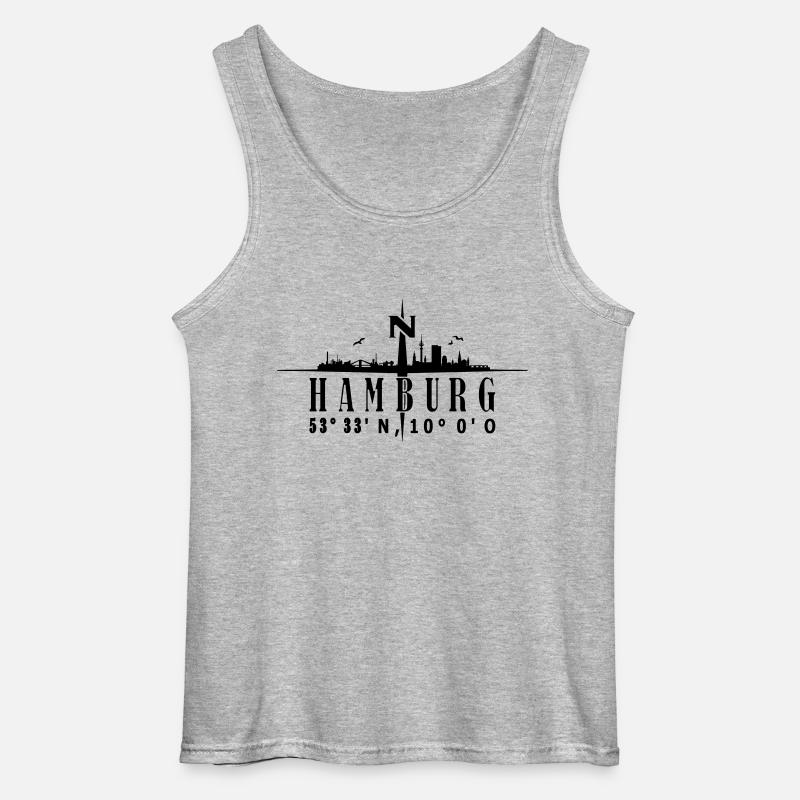 Skyline Hamburg mit Kompass - Gildan Männer Tank Top - Grau meliert