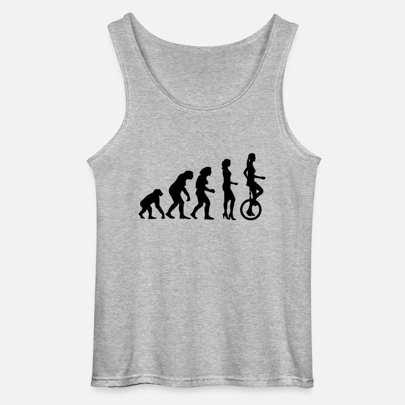 evolution_einradfahrerin_1c - Débardeur Gildan Homme - gris chiné