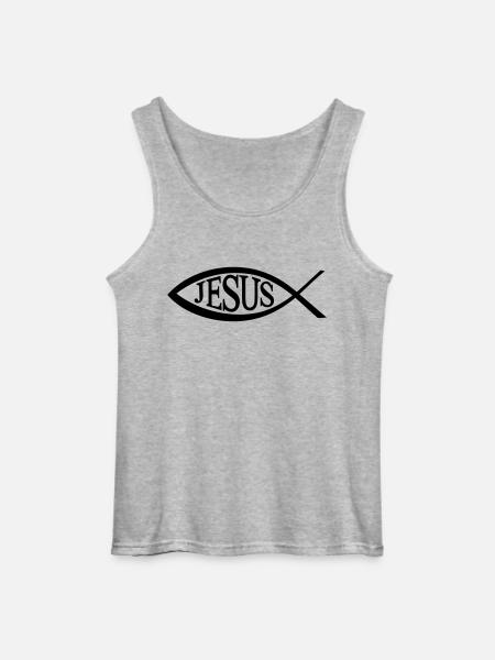 Jesus Fish - Gildan Men’s Tank Top - sports grey