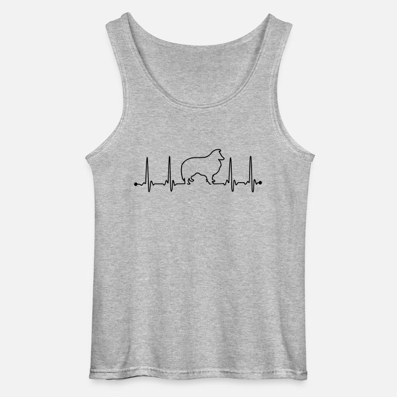 Sheltie Herzfrequenz - Gildan Männer Tank Top - Grau meliert