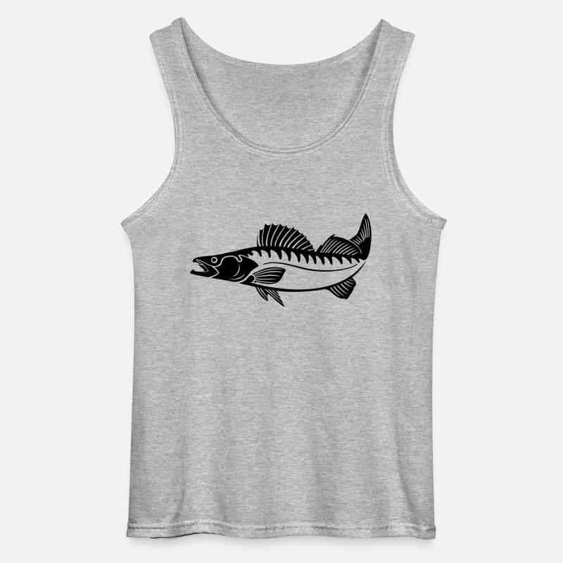Zander (Pikeperch) - Gildan Männer Tank Top - Grau meliert