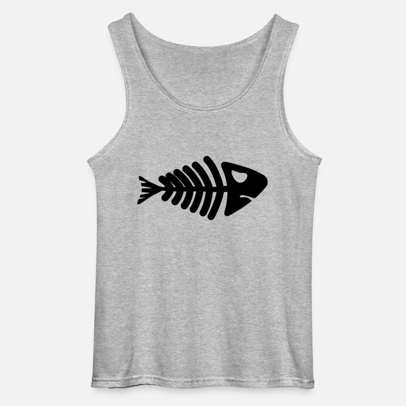 fish skeleton bone tail - Gildan Männer Tank Top - Grau meliert