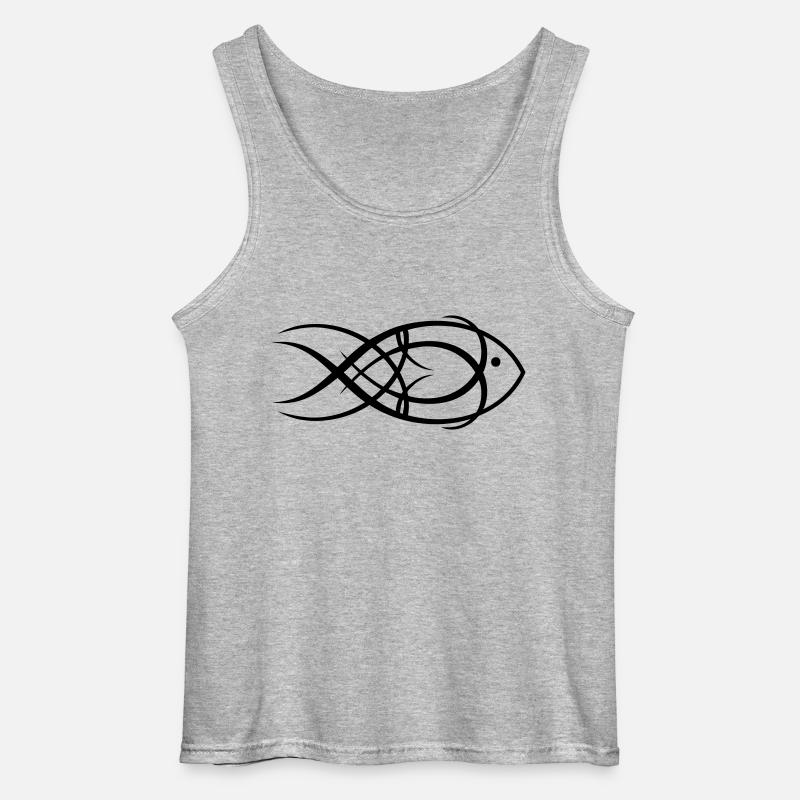 Tribal Fish - Gildan Männer Tank Top - Grau meliert