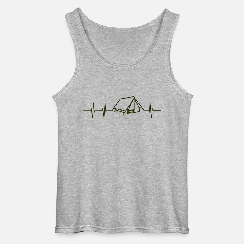 Herzfrequenz Camping - Gildan Männer Tank Top - Grau meliert