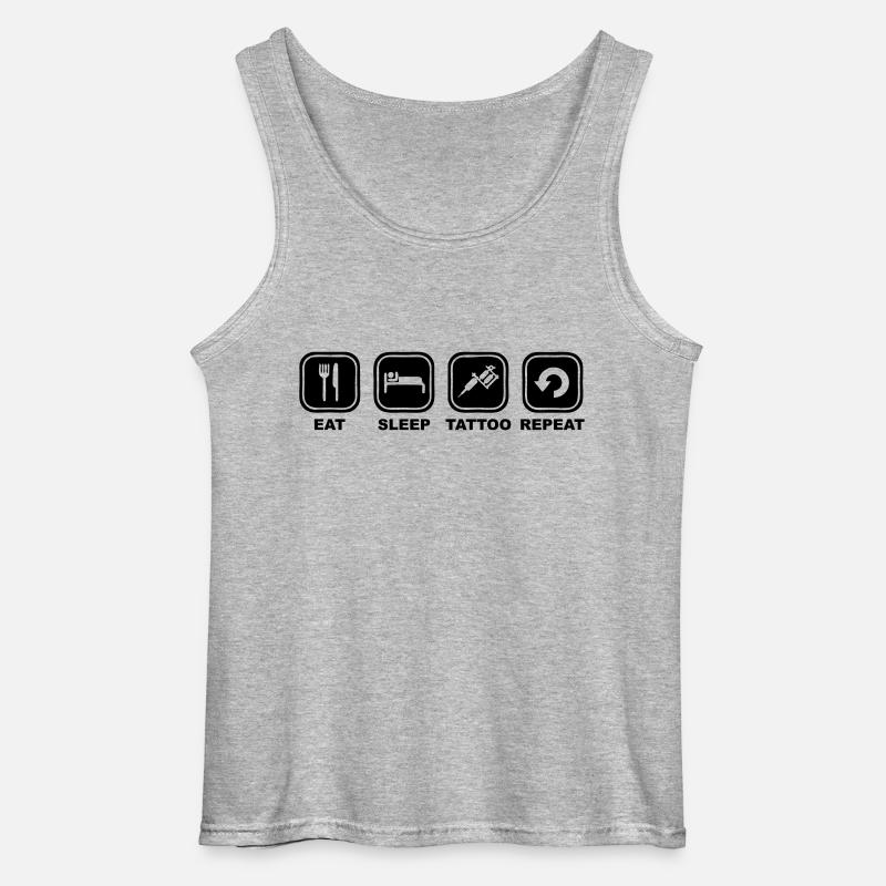 Eat,sleep,TATTOO, Repeat - Gildan Männer Tank Top - Grau meliert