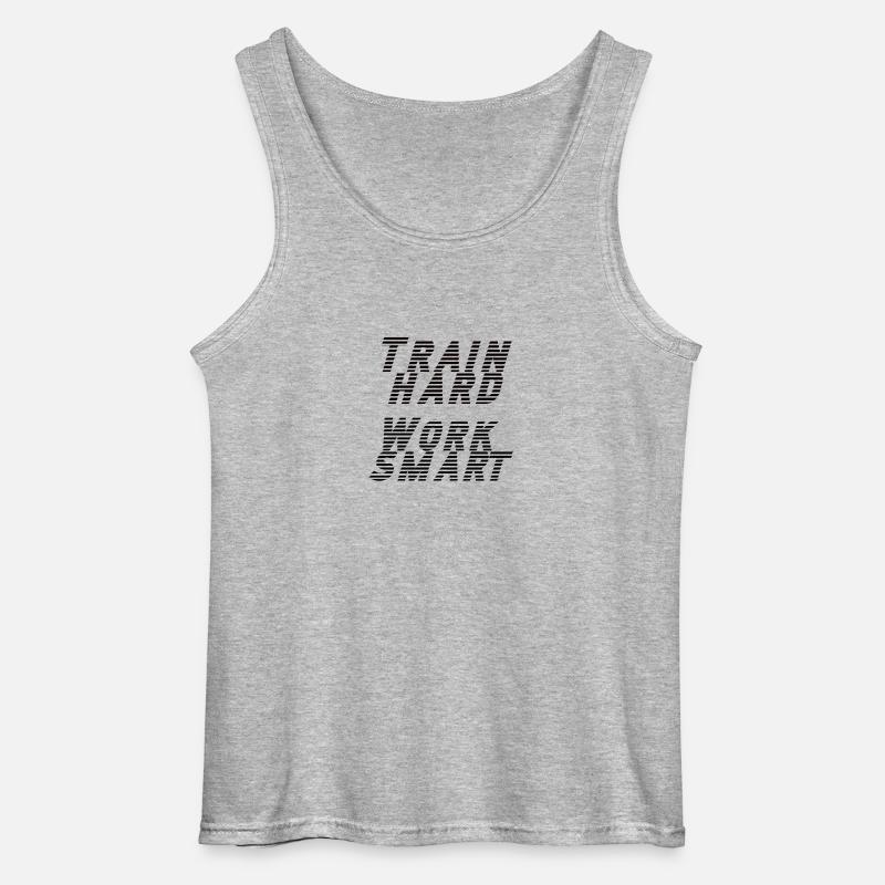 train hard - work smart - Gildan Männer Tank Top - Grau meliert