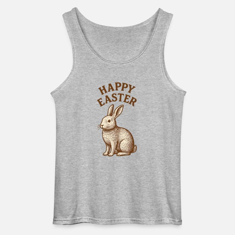 Osterhase mit Happy Easter, Osterhase - Gildan Männer Tank Top - Grau meliert